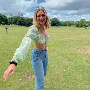 ASOS Green Cropped Blouse Size Small